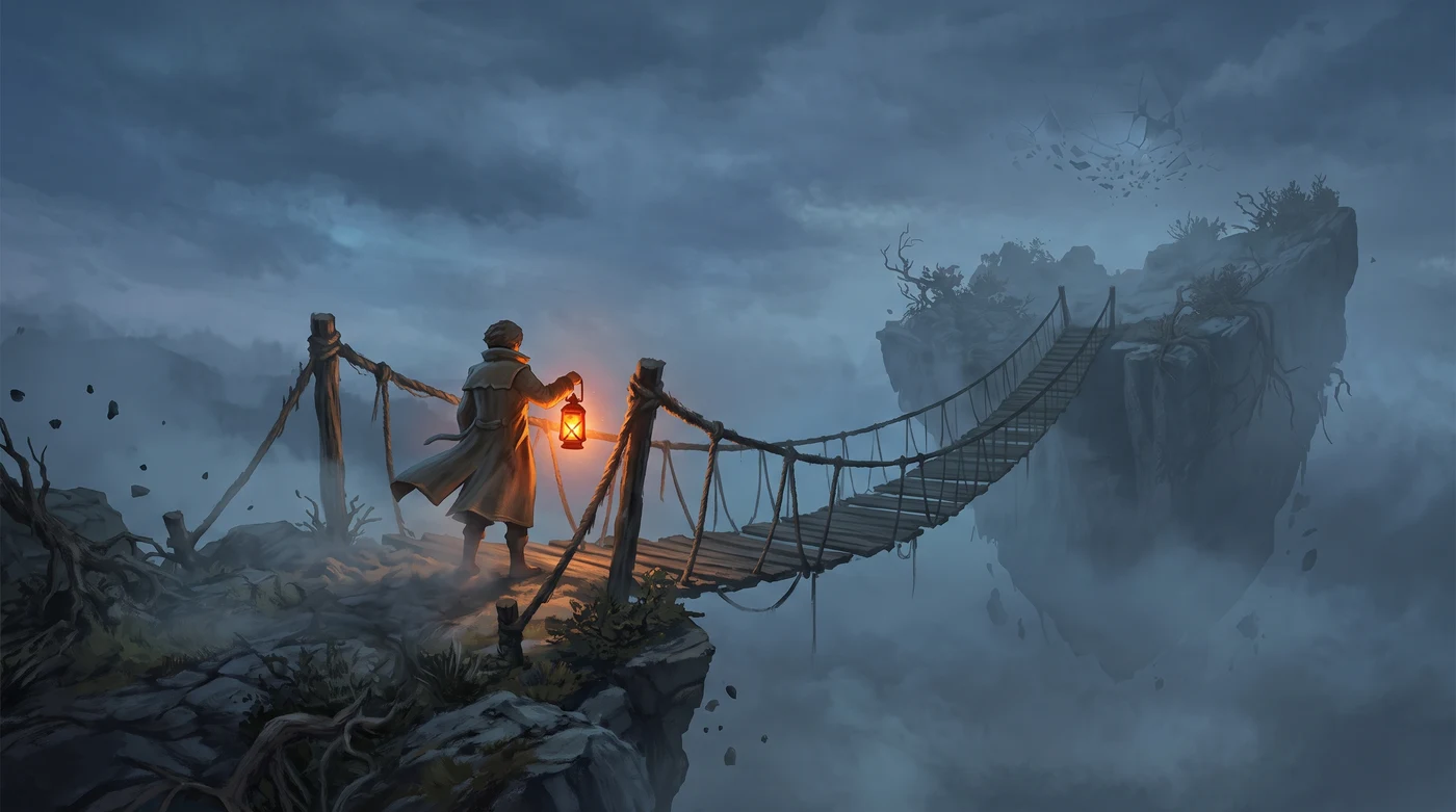 A rope bridge between floating islands